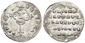 Nicephorus II Phocas, 963-969. Miliaresion (Silver, 23.5 mm, 2.84 g, 6 h), Constantinople. +IhSUS XRI-STUS NICA✱ Cross potent, crosslet, on globe and ...