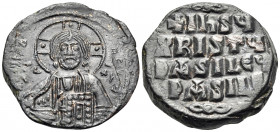 Anonymous Folles, time of Basil II & Constantine VIII, circa 976-1025. Follis (Bronze, 25 mm, 11.88 g, 6 h), Class A2, Constantinople. +EMMA-NOVHΛ/ IC...