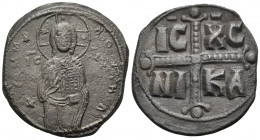 Anonymous Folles, time of Michael IV, circa 1034-1041. Follis (Bronze, 28.5 mm, 8.80 g, 5 h), Constantinople. + EMMANOYHΛ Christ Antiphonetes standing...