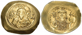 Michael VII Ducas, 1071-1078. Histamenon nomisma (Gold, 27 mm, 4.39 g, 6 h), Constantinople. Bust of Christ Pantokrator facing, raising right hand in ...