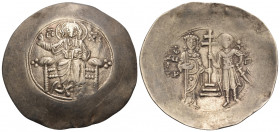John II Comnenus, 1118-1143. Aspron Trachy (Electrum, 32 mm, 4.42 g, 6 h), Constantinople, 1118-1122 (?). IC - XC Christ, nimbate, seated facing on ba...