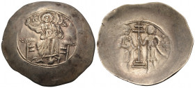 John II Comnenus, 1118-1143. Aspron Trachy (Electrum, 34 mm, 4.35 g, 5 h), Constantinople, 1118-1122 (?). IC - XC Christ, nimbate, seated facing on ba...