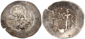 John II Comnenus, 1118-1143. Aspron Trachy (Electrum, 32 mm, 4.30 g, 6 h), Constantinople, 1118-1122 (?). IC - XC Christ, nimbate, seated facing on ba...