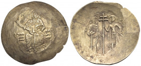 John II Comnenus, 1118-1143. Aspron Trachy (Electrum, 30 mm, 3.03 g, 6 h), Constantinople, 1118-1122 (?). IC - XC Christ nimbate seated facing on back...