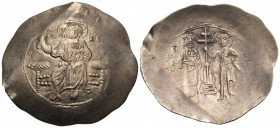 John II Comnenus, 1118-1143. Aspron Trachy (Electrum, 34 mm, 4.42 g, 6 h), Constantinople, 1118-1122 (?). IC - XC Christ nimbate seated facing on back...