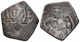 Latin Rulers of Constantinople, 1204-1261. Trachy (Billon, 19 mm, 1.94 g, 6 h), Constantinople. Facing bust of Christ Pantokrator. Rev. Archangel Mich...