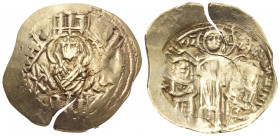 Andronicus II Palaeologus, with Michael IX, 1282-1328. Hyperpyron (Gold, 24.5 mm, 3.83 g, 6 h), Constantinople, 1303-1320. Bust of the Virgin, orans, ...