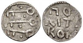 Anonymous, Time of John V Palaeologus, 1341-1391. Tornese (Billon, 16 mm, 0.77 g, 6 h), Politikon coinage, Constantinople. Three keys, each flanked by...