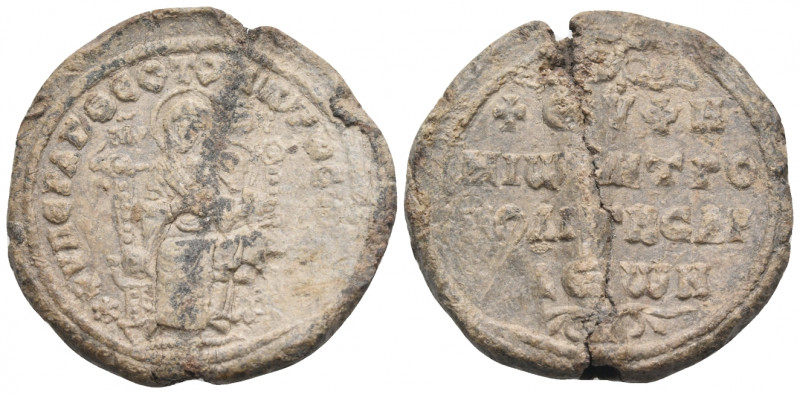 BYZANTINE SEALS. Euphemius, Metropolitan of Sardes, Circa 11th century. Seal or ...