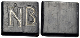 Commercial Weights. Circa 4th-5th centuries. Weight of 2 Nomismata (Bronze, inlaid with silver, 17x16x4 mm, 8.85 g), square commercial with plain edge...