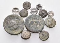 GREEK & ROMAN PROVINCIAL. Asia Minor. Circa 4th century BC - 3rd century AD. (Bronze, 23.94 g). A group of Twelve (12) silver and bronze coins, mostly...