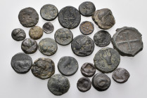 GREEK. Circa 5th-2nd century BC, and later. (Mixed metals, 26.54 g). A fine lot of Twenty-four (24) Bronze and Silver coins, mostly from Asia Minor, b...