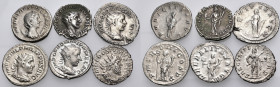 ROMAN. Circa 3rd century AD. (Silver, 21.16 g). A Lot of Six (6) Silver Antoniniani of Gordian III (3), Philip I, Herennia Etruscila and Postumus. All...