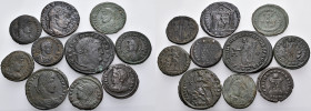 ROMAN IMPERIAL. 4th Century AD. (Bronze, 42.13 g). An assorted group of Ten (10) folles, including issues of Galerius, Maxentius, Licinius II, Constan...