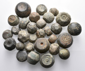 ISLAMIC WEIGHTS. Circa 7th-14th century. (Bronze, 822.00 g). A lot of Twenty-nine (29) mainly Islamic weights. Very fine. Lot sold as is, no returns (...