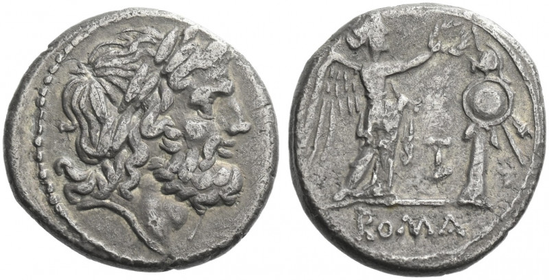 Roman Republic. 
Victoriatus, Luceria circa 214-212, AR 3.03 g. Laureate head o...