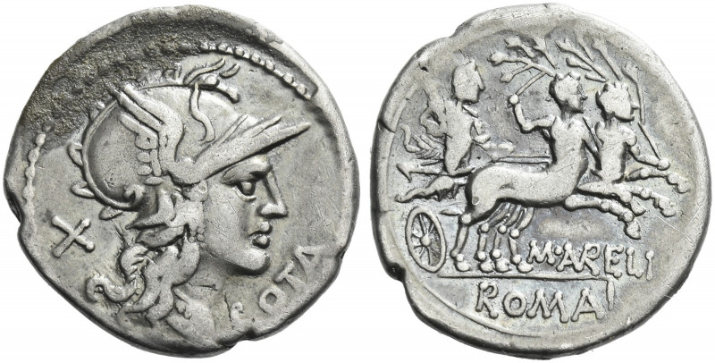 Roman Republic. 
M. Aurelius Cotta. Denarius 140, AR 3.85 g. Helmeted head of R...