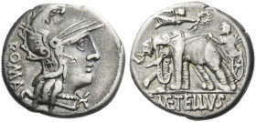 Roman Republic. 
C. Caecilius Metellus Caprarius. Denarius 125, AR 3.75 g. Head of Roma r., wearing Phrygian helmet; below chin, * and behind, ROMA. ...