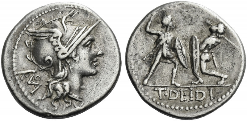 Roman Republic. 
T. Didius. Denarius 113 or 112, AR 3.76 g. Helmeted head of Ro...
