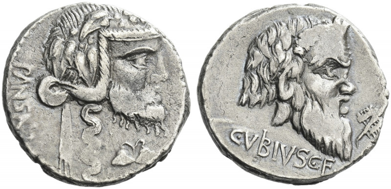Roman Republic. 
C. Vibius C.f. Pansa. Denarius 90, AR 3.74 g. PANSA Mask of be...