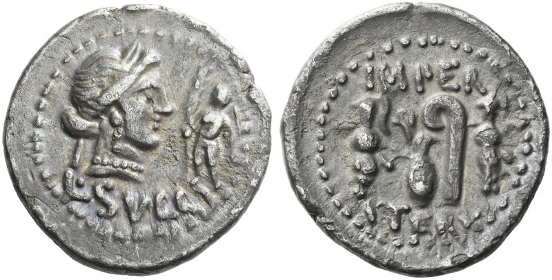 Roman Republic. 
L. Cornelius Sulla. Denarius, mint moving with Sulla 84-83, AR...