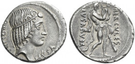 Roman Republic. 
Q. Pomponius Musa. Denarius 66, AR 3.86 g. Q·POMPONI – MVSA Head of Apollo r., hair tied with band. Rev. HERCVLES – MVSARVM Hercules...
