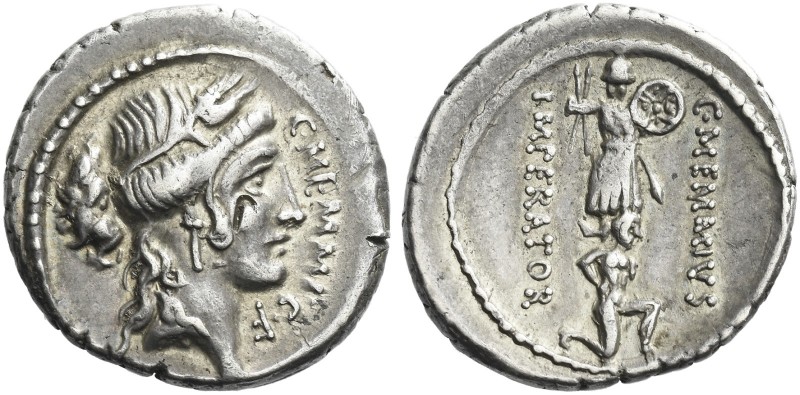 Roman Republic.
C. Memmius C. f. Denarius 56, AR 3.98 g. C·MEMMI·C·F Head of Ce...