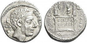 Roman Republic. 
C. Coelius Caldus. Denarius 51, AR 3.98 g. C·COEL·[CALDVS] Head of C. Coelius Caldus r.; in l. field, standard inscribed HIS; in r. ...