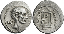 Roman Republic. 
P. Cornelius Lentulus Marcellinus. Denarius 50, AR 3.94 g. MARCELLINVS Bare head of consul M. Claudius Marcellus r.; behind, triscel...