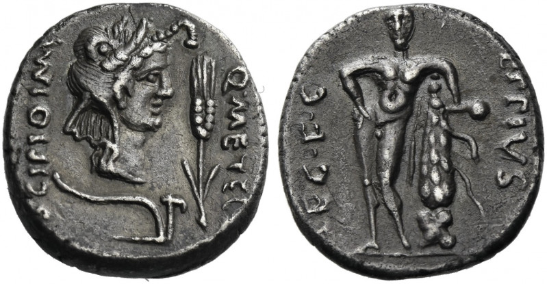 Roman Republic. 
Q. Metellus Scipio and Eppius Legatus. Denarius, Africa 47-46,...
