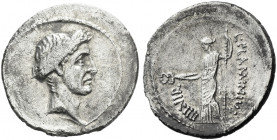Roman Republic. 
L. Flaminius Chilo. Denarius 41, AR 3.32 g. Laureate head of Caesar r. Rev. L·FLAMINIVS – IIII VIR Goddess standing l., holding cadu...