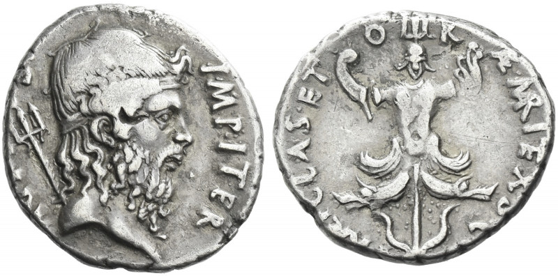Roman Republic. 
Sextus Pompeius. Denarius, Sicily 37-36, AR 3.70 g. [MAG PI – ...