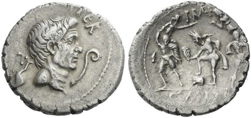 Roman Republic.
Sextus Pompeius. Denarius, Sicily 37-36, AR 3.74 g. [MAG·PIVS·I...