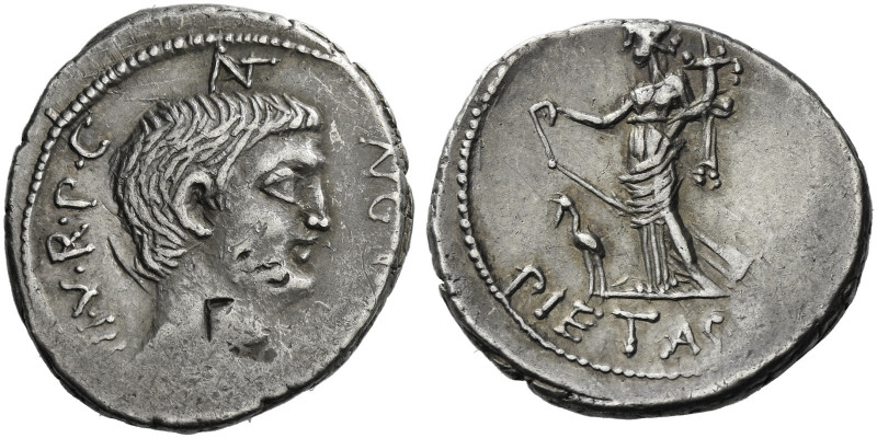 Roman Republic. 
Marcus Antonius. Denarius, mint moving with M. Antonius 41, AR...