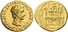 Roman Empire. Octavian as Augustus, 27 BC – 14 AD. 
Aureus, Colonia Patricia (?) 27 June 18 – 26 June 17, AV 7.86 g. S P Q R IMP CAESARI AVG COS XI T...