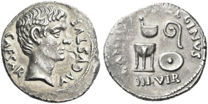 Roman Empire. Octavian as Augustus, 27 BC – 14 AD. 
C. Antistius Reginus. Denar...