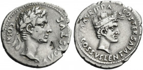 Roman Empire. Octavian as Augustus, 27 BC – 14 AD. 
Cossus Cornelius Lentulus. Denarius 12 BC, AR 3.65 g. AVGVSTVS – COS XI Oak-wreathed head of Augu...