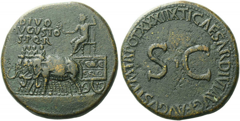 Roman Empire. Octavian as Augustus, 27 BC – 14 AD. 
Divus Augustus. Sestertius ...