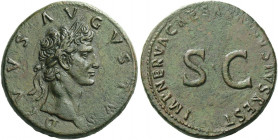 Roman Empire. Octavian as Augustus, 27 BC – 14 AD. 
Divus Augustus. Sestertius circa 98, Æ 25.87g. DIVVS AVGVSTVS Laureate head of Augustus r. Rev. I...