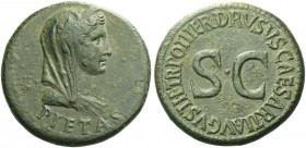 Roman Empire. In the name of Livia, wife of Augustus. 
Dupondius 22-23, Æ 14.20 g. Dupondius 22-23, Æ 14.77 g. PIETAS Veiled, draped and diademed bus...