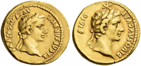 Roman Empire. Tiberius augustus, 14 – 37. 
Aureus, Lugdunum circa 14-37, AV 7.64 g. TI CAESAR DIVI – AVG F AVGVSTVS Laureate head of Tiberius r. Rev....