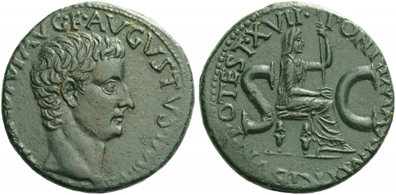 Roman Empire. Tiberius augustus, 14 – 37. 
As circa 15-16, Æ 10.91 g. [TI CAESA...