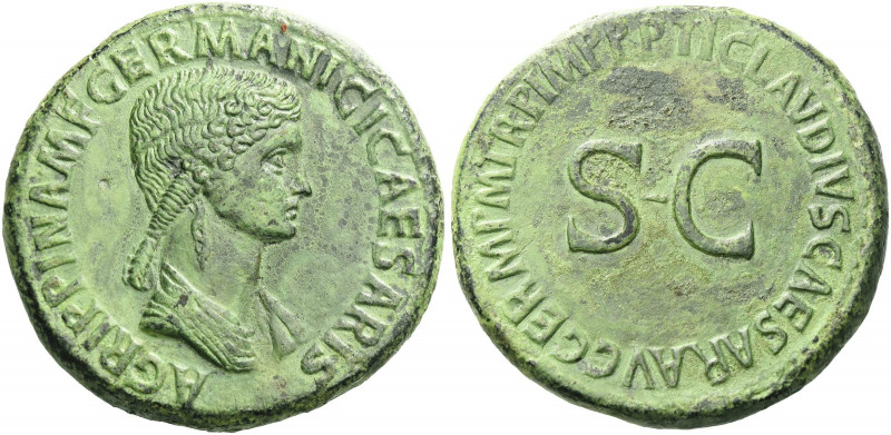 Roman Empire. In the name of Agrippina Senior, mother of Gaius. 
Sestertius cir...