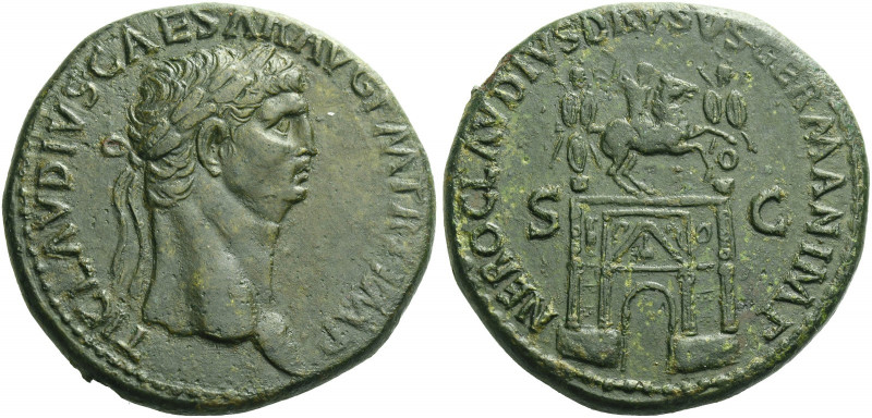 Roman Empire. Claudius augustus, 41 – 54. 
Sestertius 41-50, Æ 26.32 g. TI CLAV...