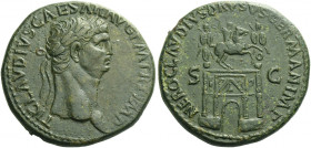 Roman Empire. Claudius augustus, 41 – 54. 
Sestertius 41-50, Æ 26.32 g. TI CLAVDIVS CAESAR AVG P M TR P IMP Laureate head r. Rev. NERO CLAVDIVS DRVSV...