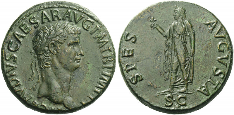 Roman Empire. Claudius augustus, 41 – 54. 
Sestertius 41-54, Æ 28.59 g. TI CLAV...