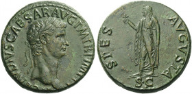 Roman Empire. Claudius augustus, 41 – 54. 
Sestertius 41-54, Æ 28.59 g. TI CLAVDIVS CAESAR AVG P M TR P IMP PP Laureate head r. Rev. SPES – AVGVSTA S...