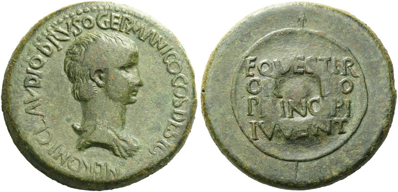 Roman Empire. Nero caesar, 50-54. 
Sestertius, Thracian mint 50-54, Æ 28.61 g. ...