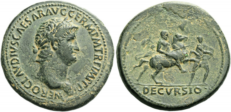 Roman Empire. Nero augustus, 54 – 68. 
Sestertius circa 63, Æ 29.51 g. NERO CLA...