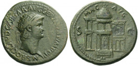 Roman Empire. Nero augustus, 54 – 68. 
Dupondius circa 64, Æ 15.54 g. NERO CLAVD CAESAR AVG GER P M TR P IMP P P Radiate head r. Rev. MAC – AVG / S –...